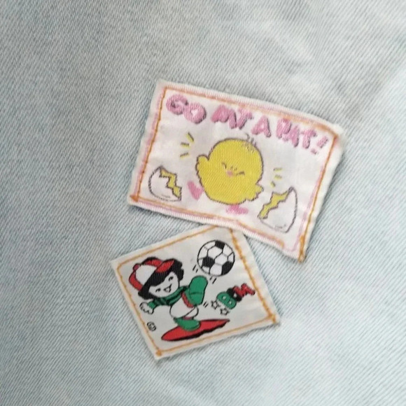 VINTAGE Handmade Baby Doll Jean Coveralls Patchwork Crop L - Picture 16 of 16